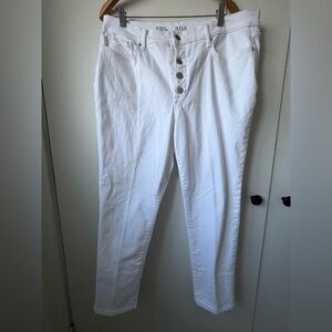 a.n.a High Rise White Skinny Ankle Jeans Button Fly Size 16